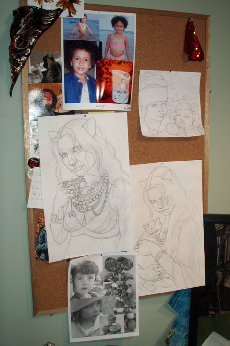 Drawing for Fructose up on the board along with some current and future projects.