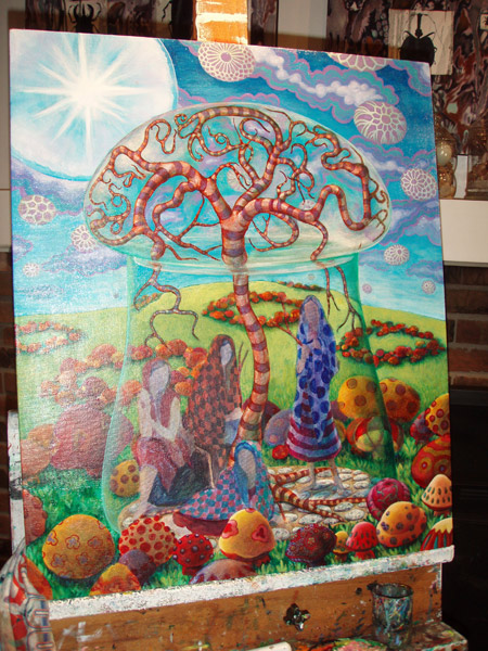 Working some brights back into the shrooms. Playing more with the colors.
