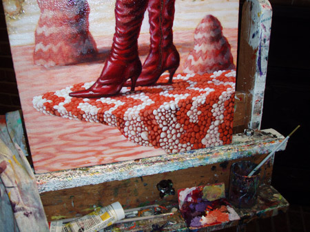 Detail of cliff in progress.