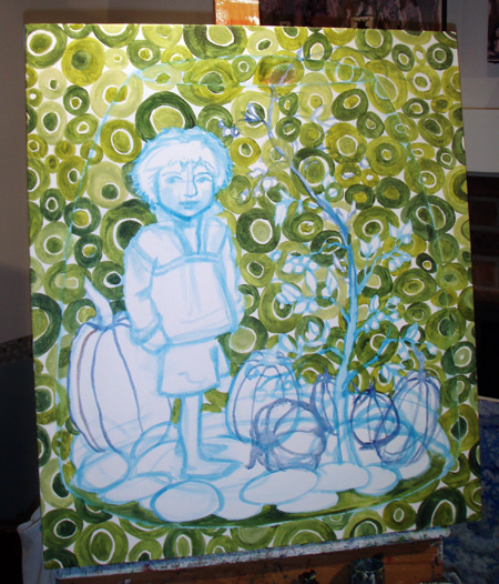 I knew I wanted cells in the background as a pattern. 