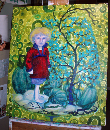 Adding leaves, etc. Something is NOT right, but I couldn't put my finger on it.