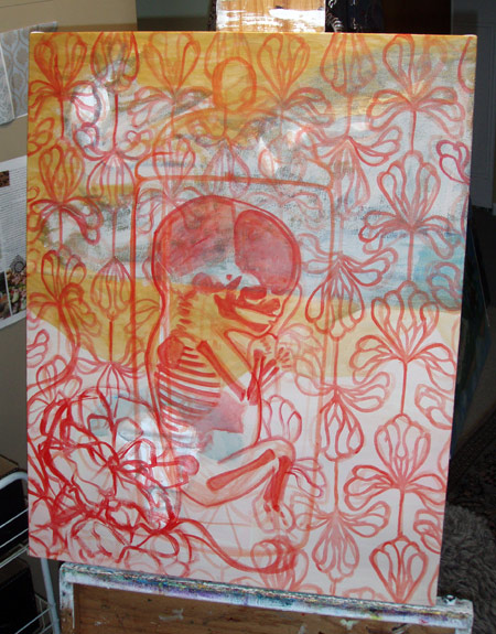 As you can see, I used a canvas with a previous false start. 