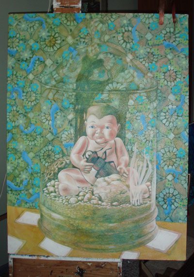 All of the doll paintings will have an insect companion. Personally, I find insects to be fascinating creatures and I have used their images in numerous paintings. 