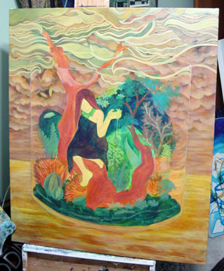 I scrapped the realistic clouds and started layering waves similar to the ones I painted in Suspension of D in 2006.