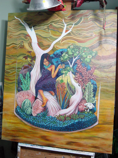 I wanted the environment to be really lush and colorful, while incorporating different shapes and textures.