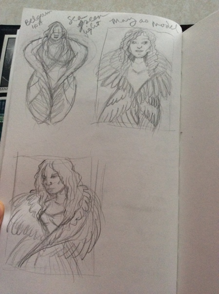 My first thought for the design was inspired by the concept of Incorruptibility. I was thinking of making an angel with warped wings. We decided it was not the right vibe, and went a completely different route.