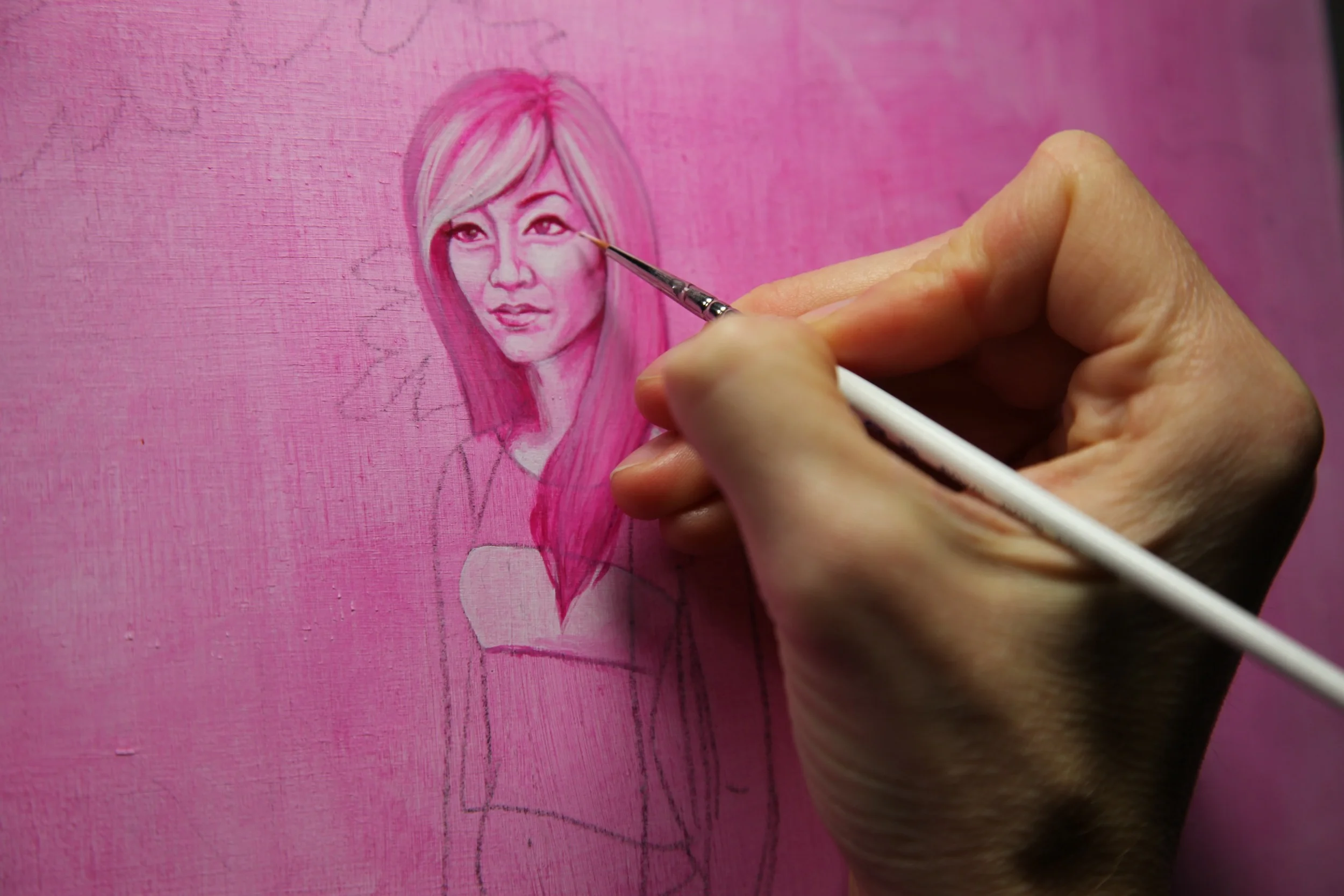 Getting the details in her face. This is a still from the time lapse video I am creating while working on this painting. 