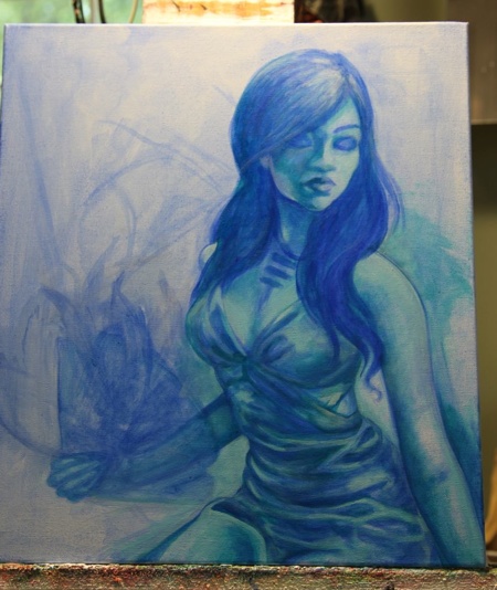 Blocking in the drawing. 