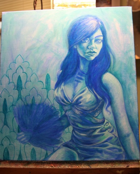 Adding patterning and details to the face. 