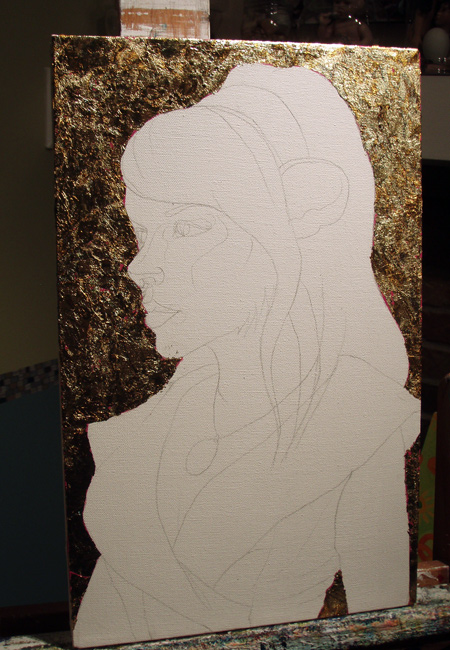 Gold foil and transferred image.