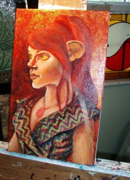 Developing fur and patterning on jacket.