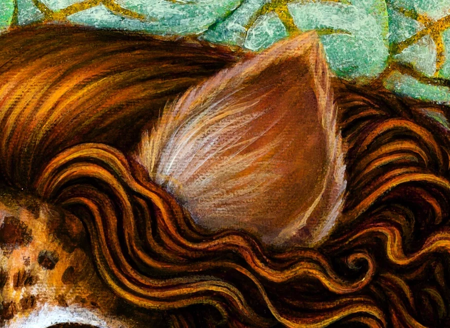 Detail of hair. 
