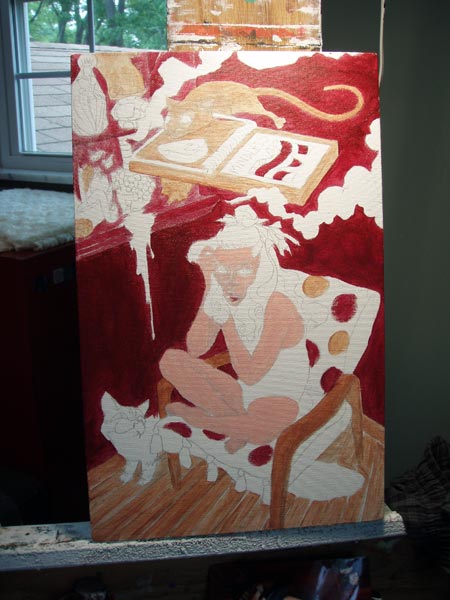 Blocking in the color. 