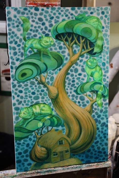 Defining the tops of the mushroom trees. 