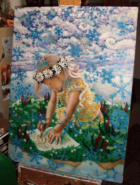 Decided on a horizon line to give the piece more depth. 