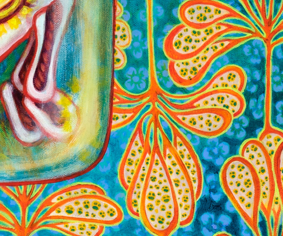 Detail of the background and legs.