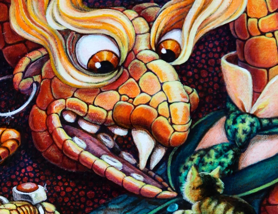 Detail of face. 