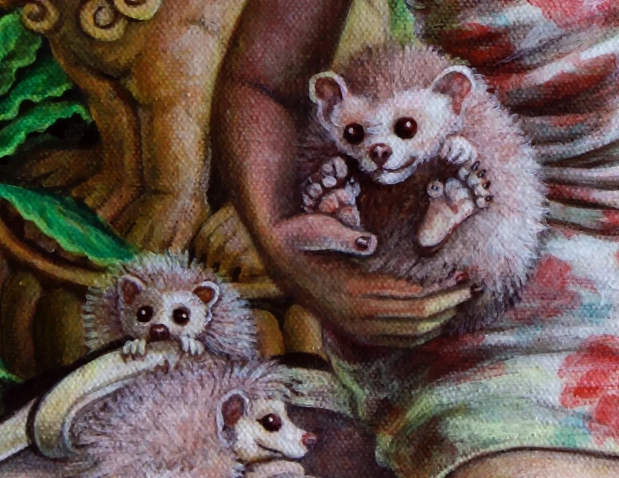 Detail of hedgehogs.