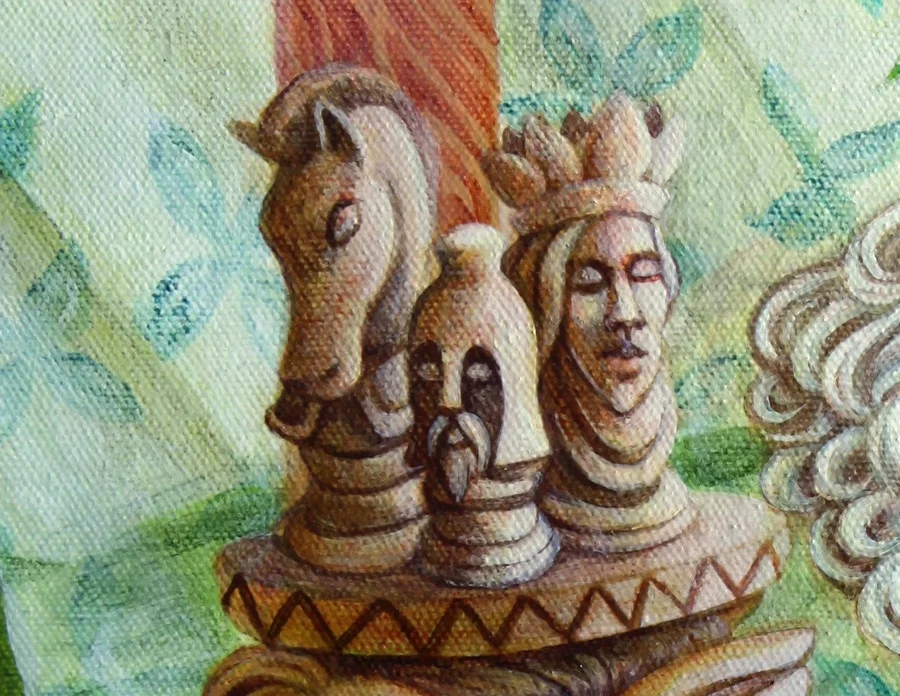 Detail of the chess pieces. 