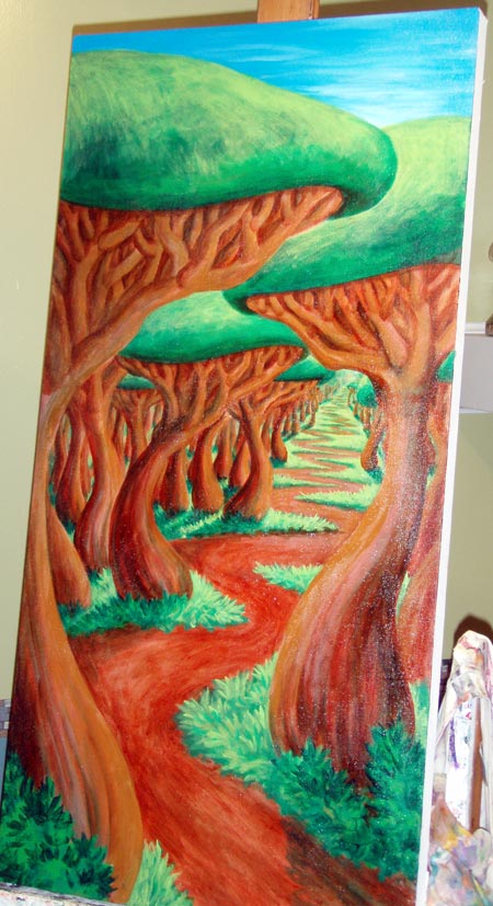 Developing trees and grass.