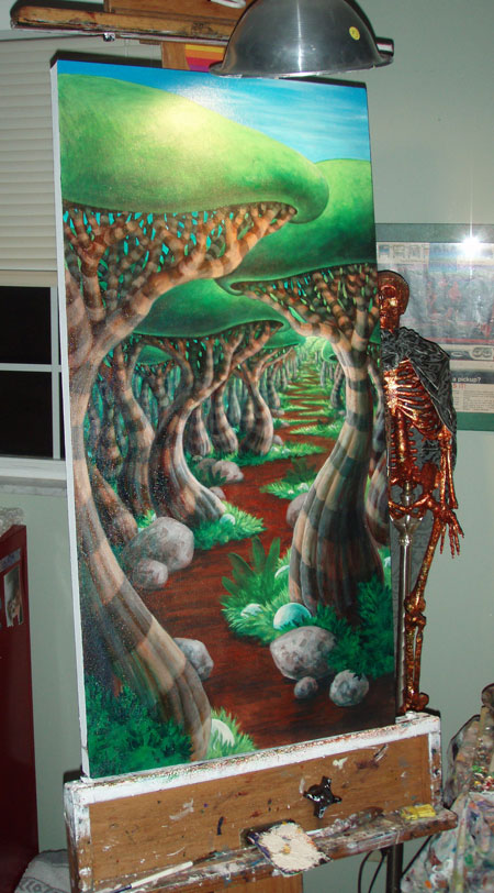 Adding rocks and stripes to the trees. 