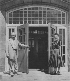 The front entry of the Fairview High School.