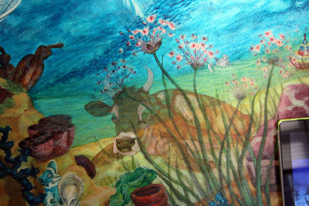 Once I liked the placement, I used transfer paper to get the image on canvas and then started painting. 