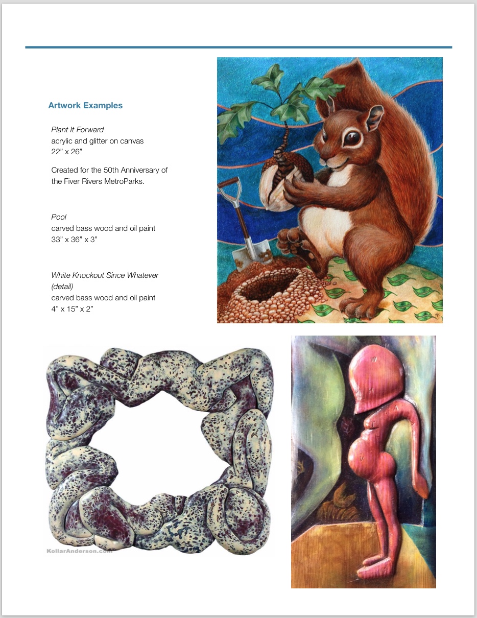 I am showing older work in this proposal to show how I have worked with various wood surfaces. 