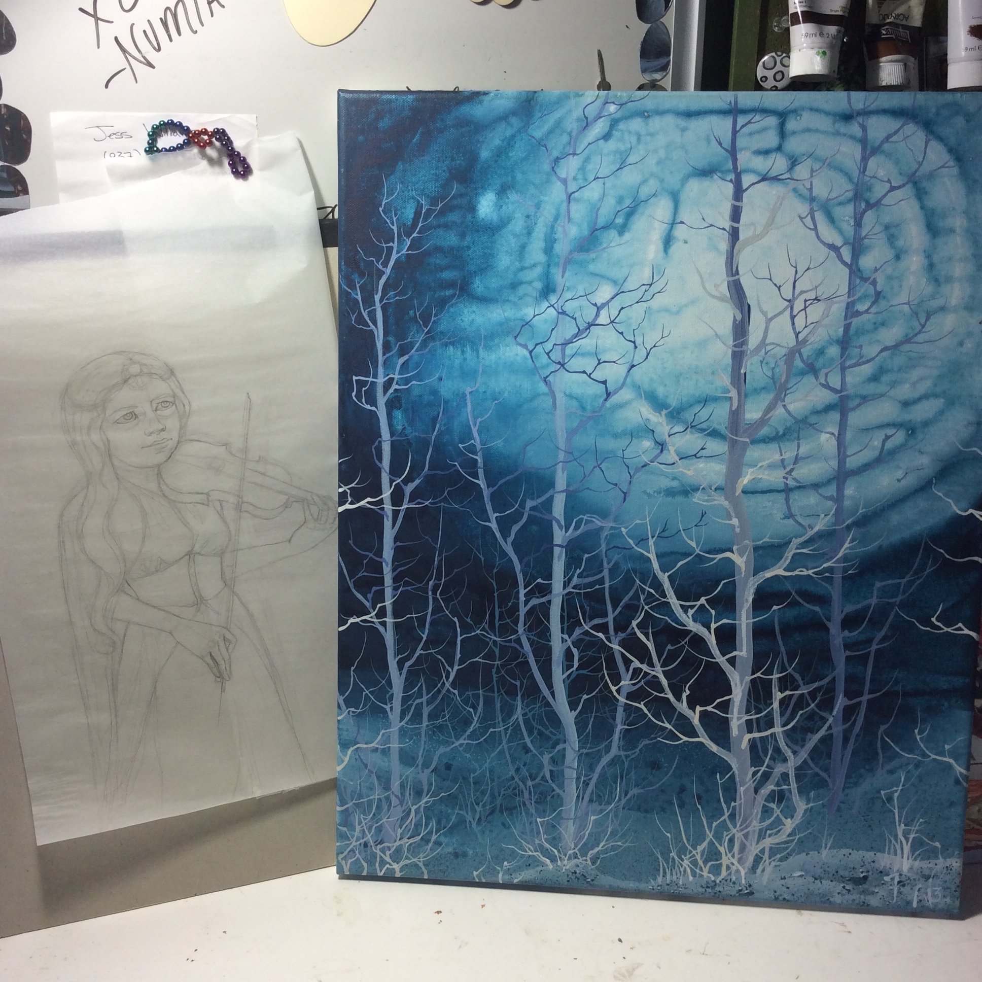 My sketch and Robert Walker's background.