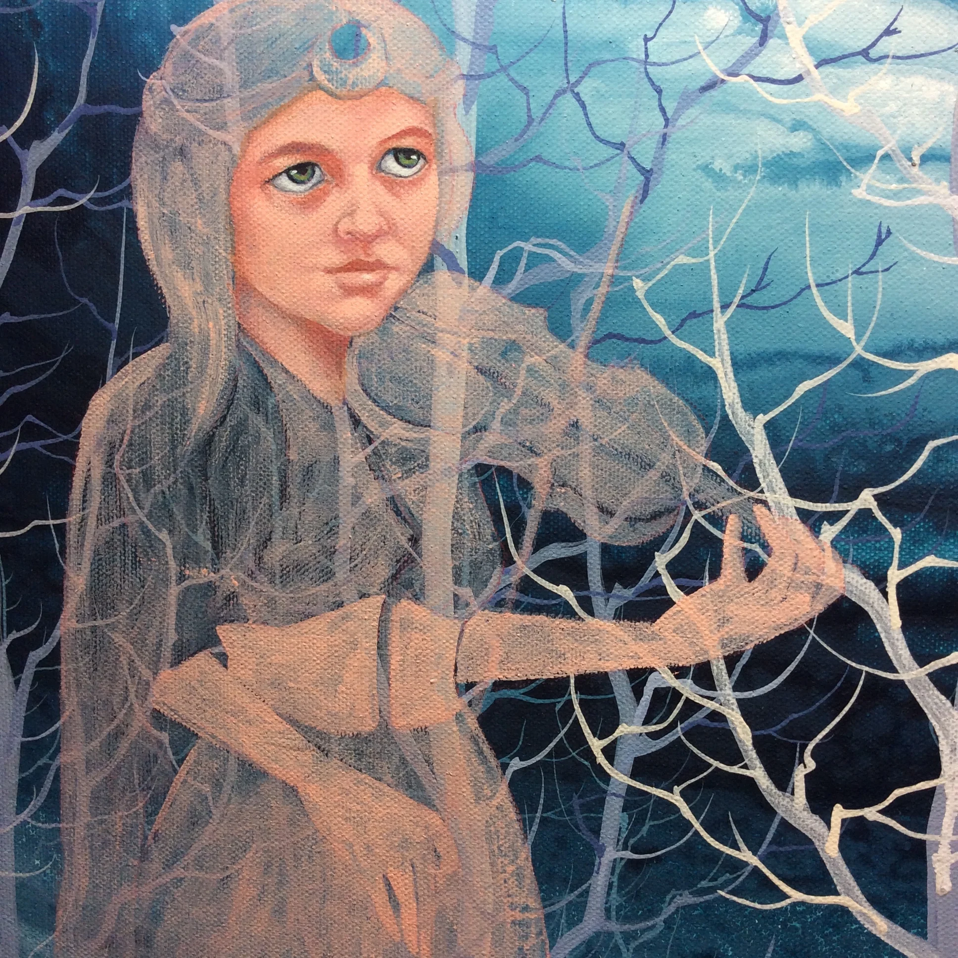Detail of face in progress. 