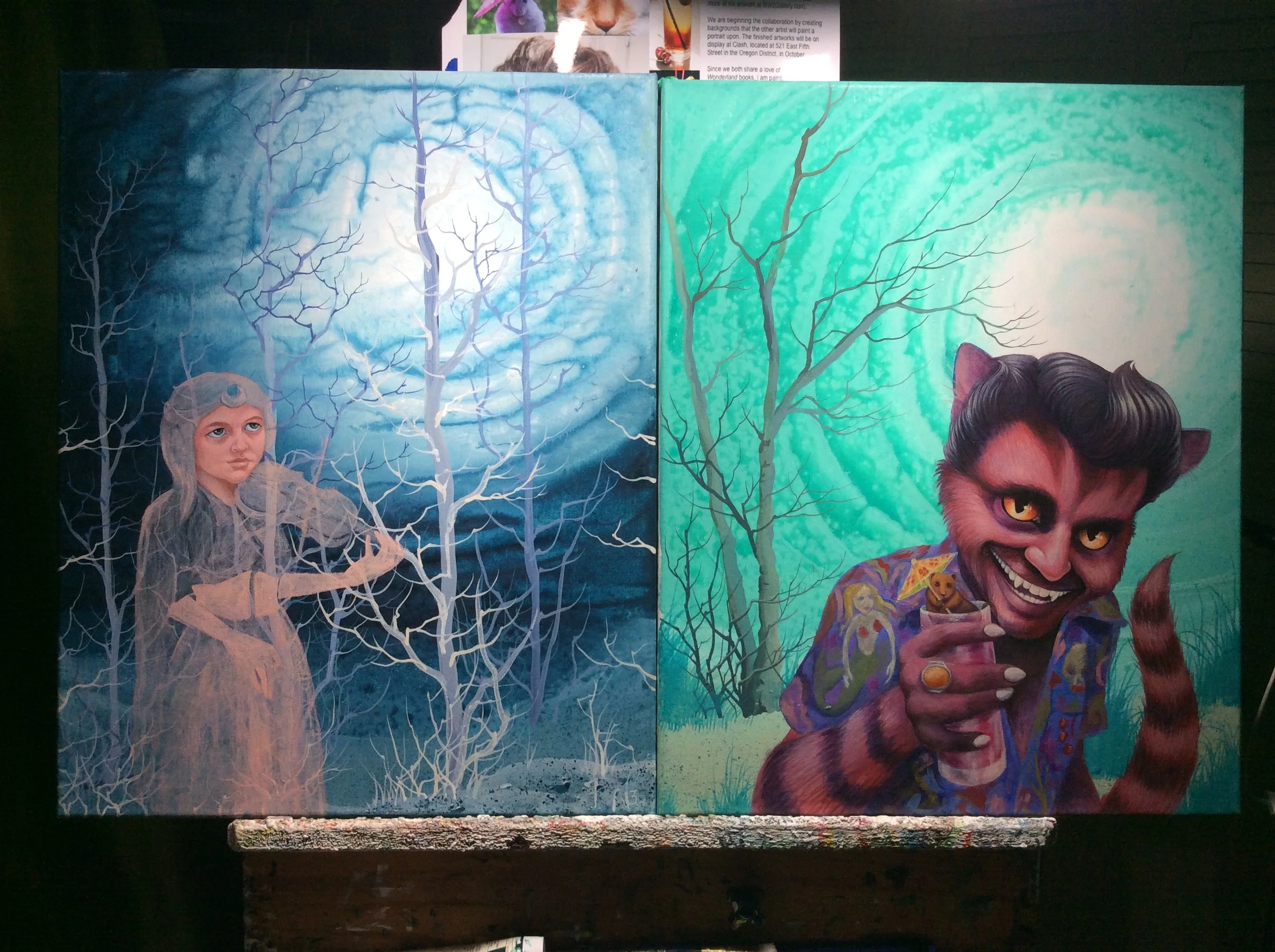 My collaborations as of the beginning of August. Both finished pieces will be on display at Clash Dayton with an opening reception on First Friday, September 4th . 