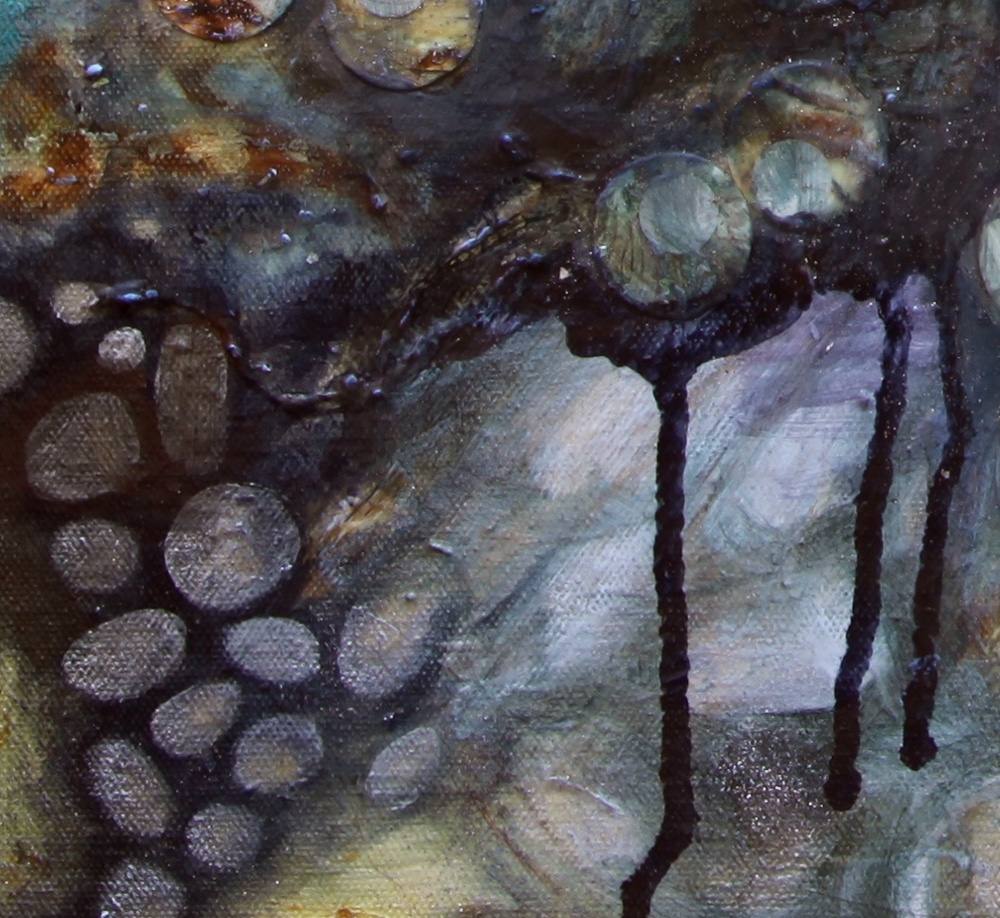Detail of drips and pebbles. 