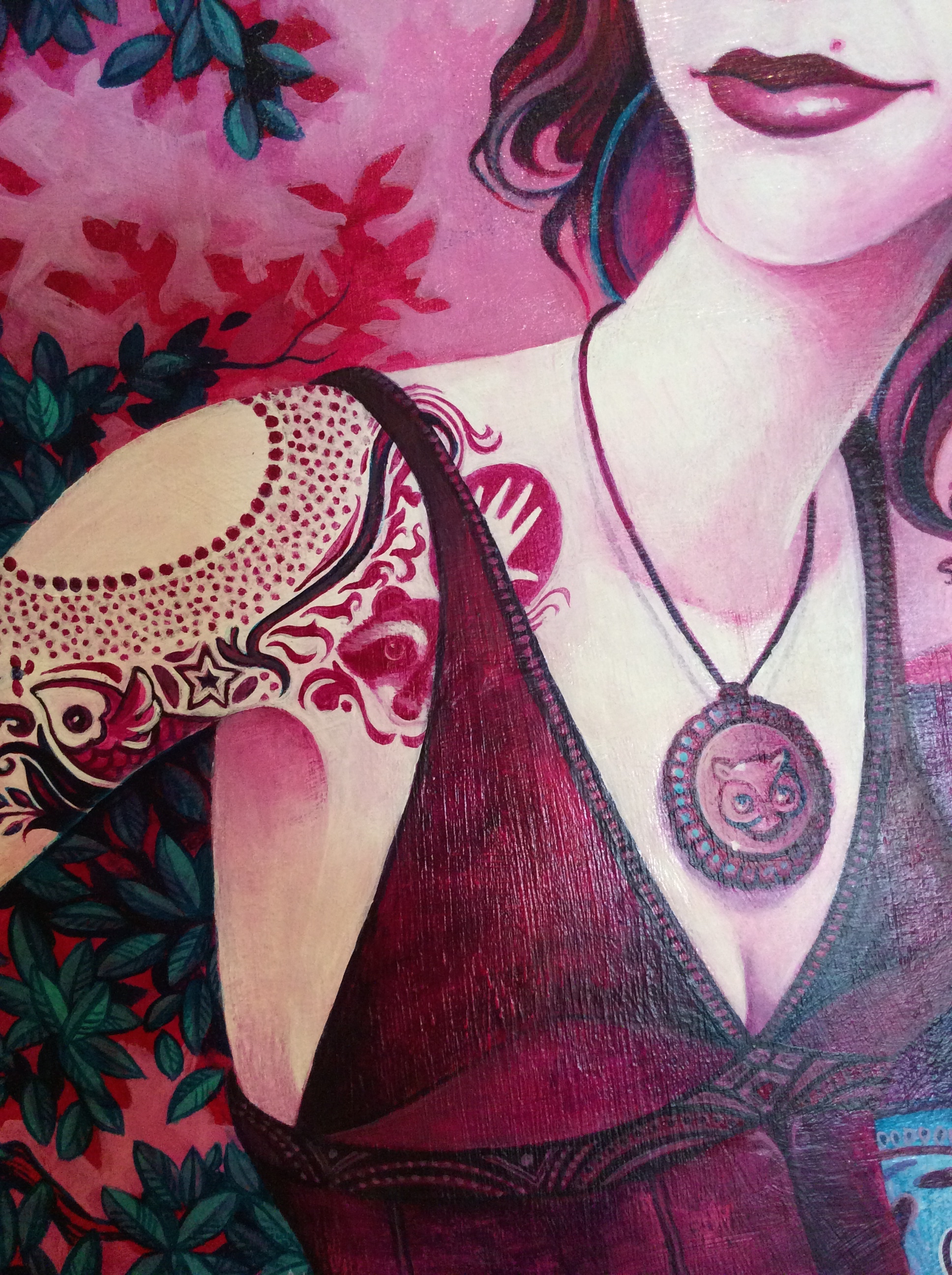 Adding a few more tats to her shoulder. 