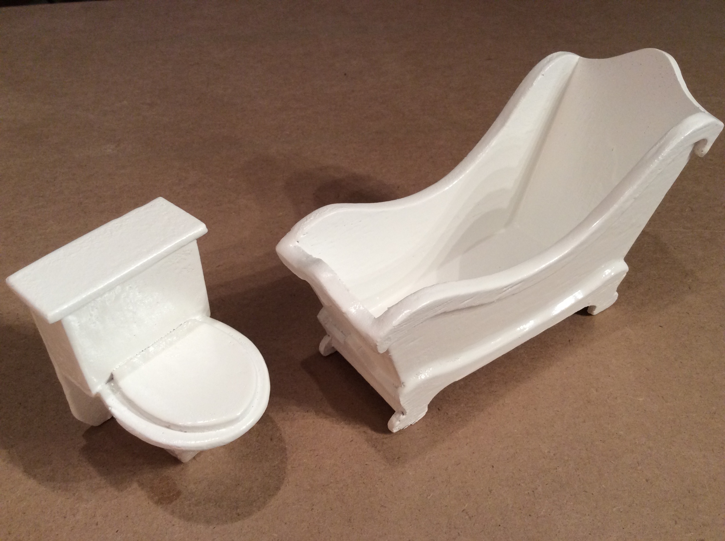 For the loo. Just a sample of the adorable furniture made by Dad!
