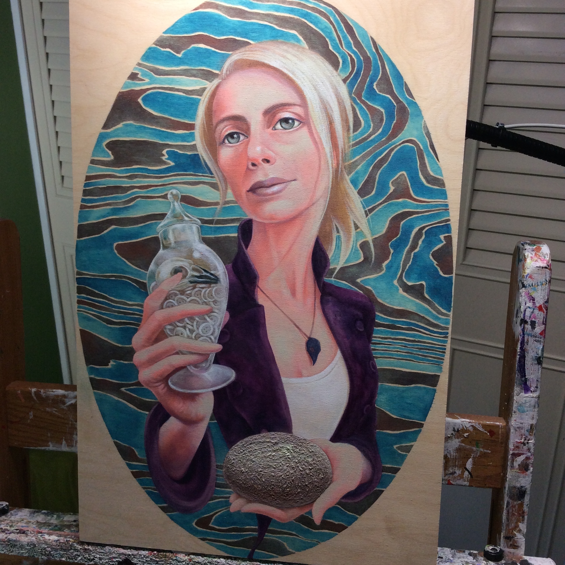 Painting the textured surface. 