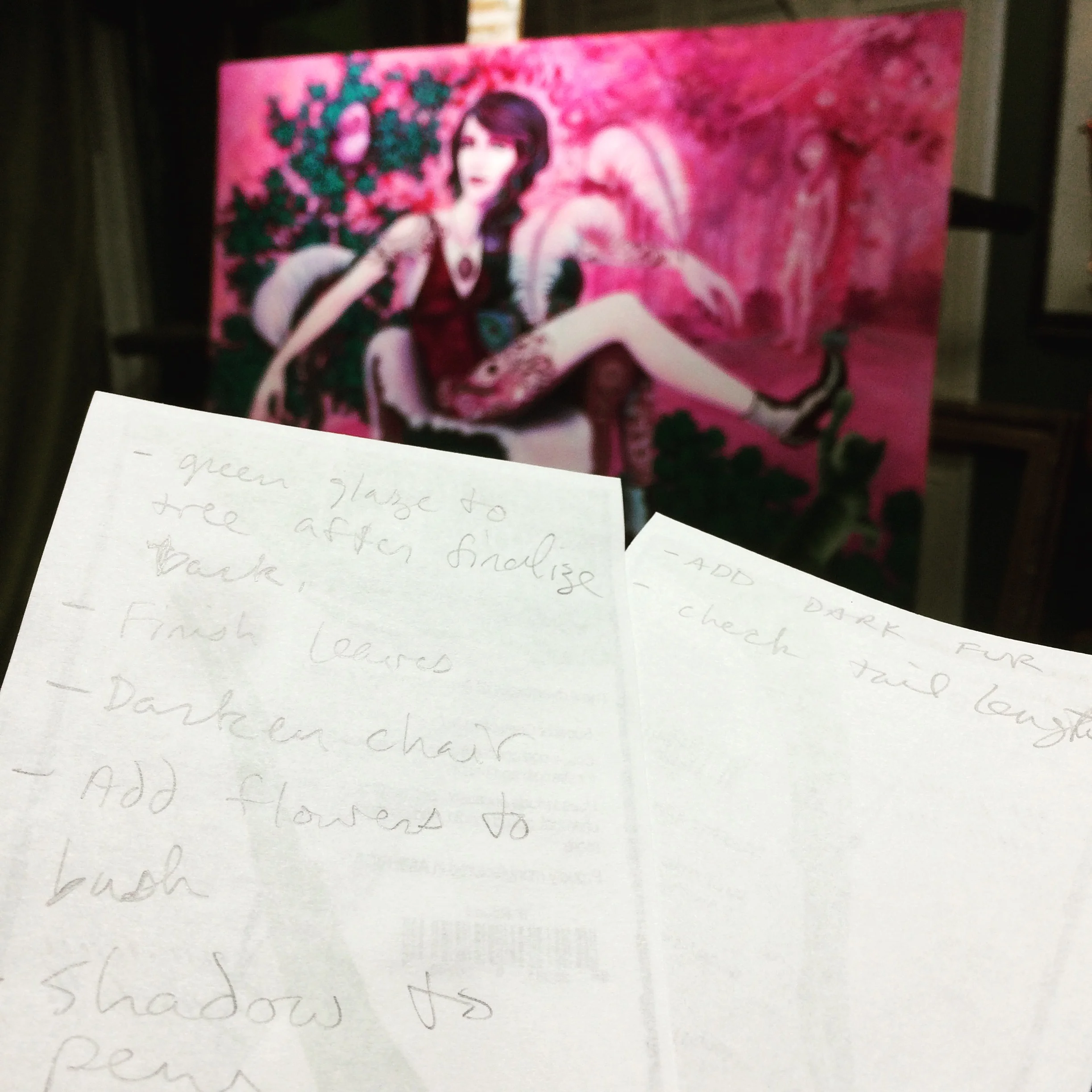 Making "To Do" notes. 