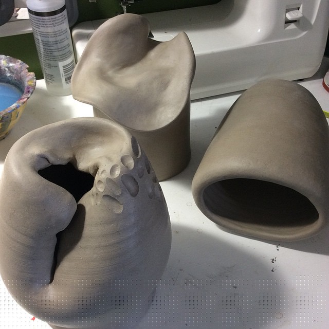 Since they were still a little soft, I was able to distort their forms and carve into them with ease. 