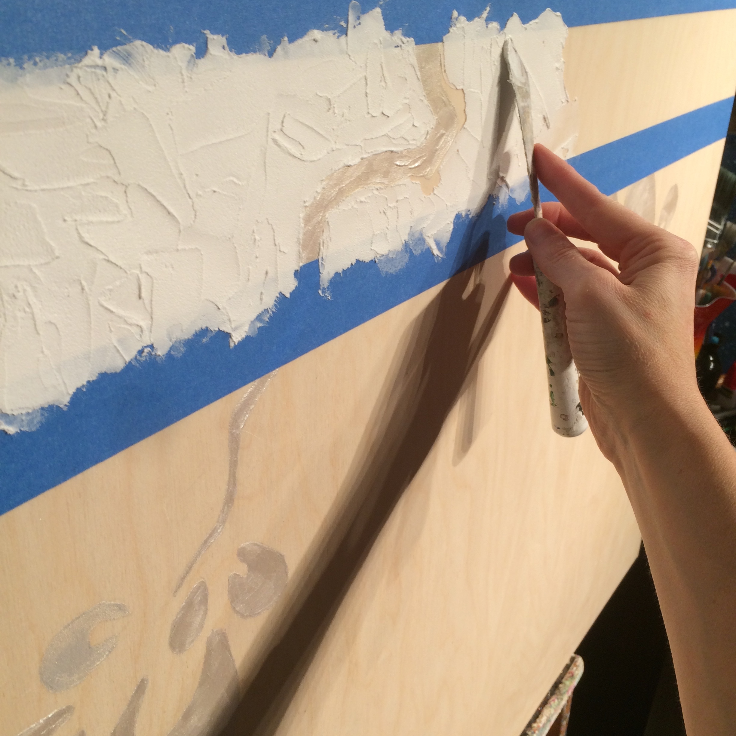 Loading up the Crackle Paste with a palette knife. 