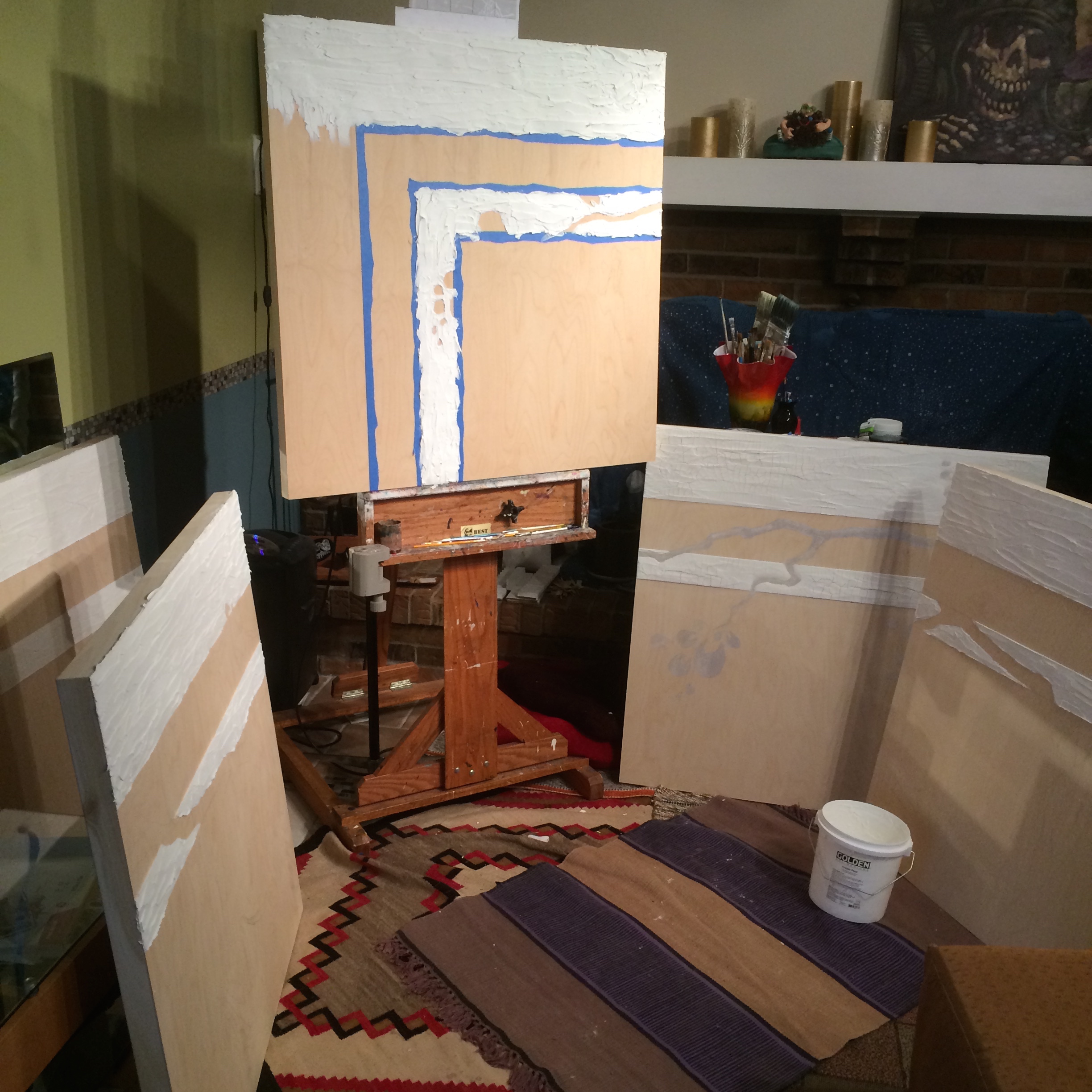 Panels coming together. 