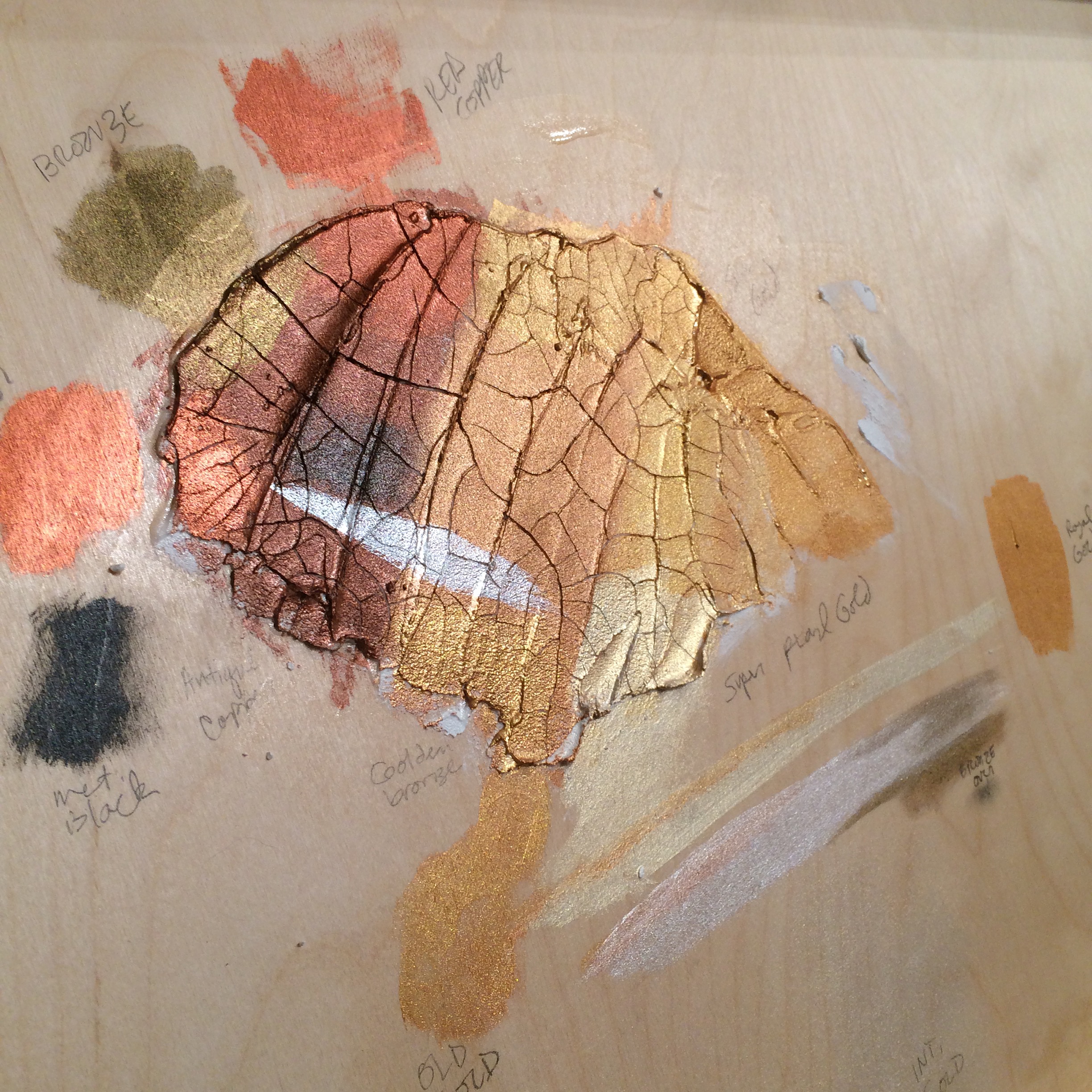 I use the back of one of the panels to test out a few more color options for the stripes. 