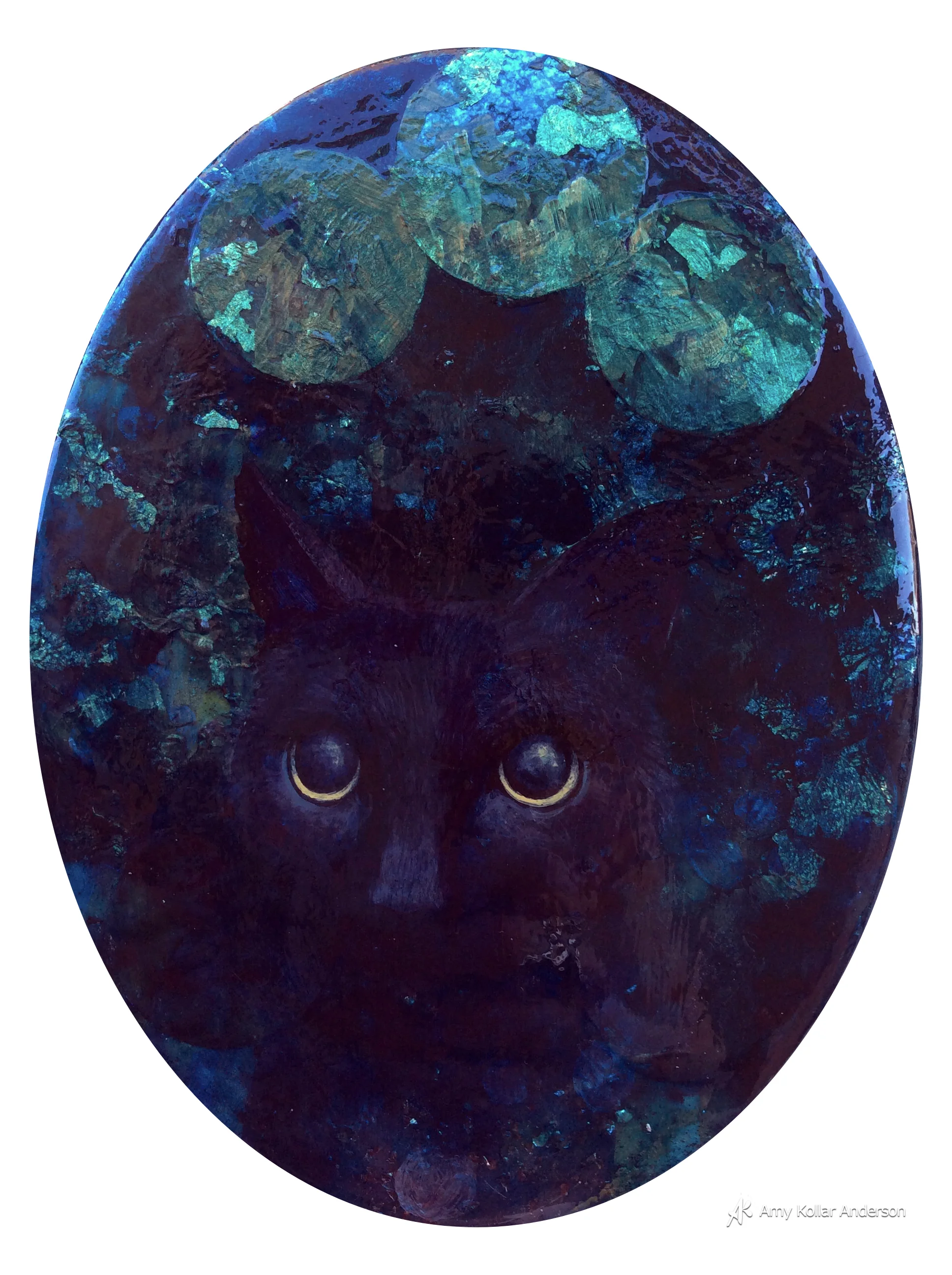 Permanent Night : acrylic paint, pouring medium,glitter, silver leaf and mica : 6" x 8" x 1" : 2015 Collection of the Artist