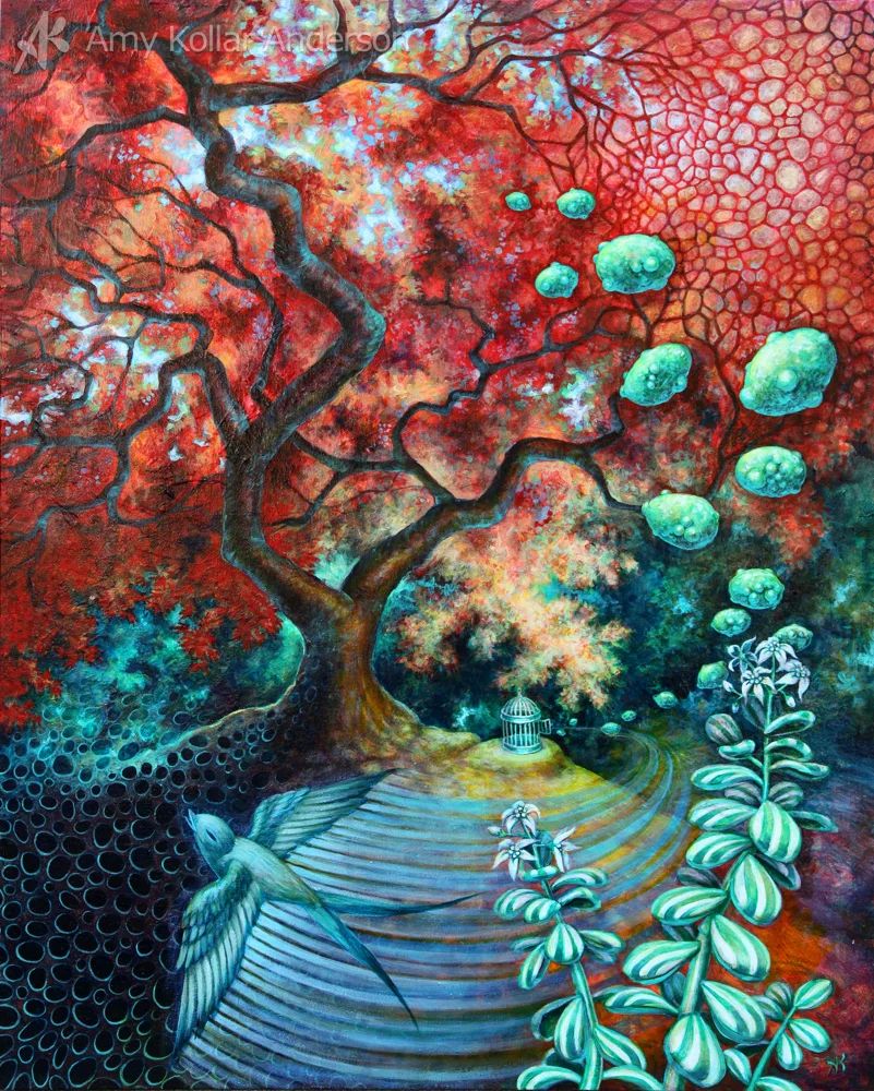 Lightness : Acrylic, rice paper, gold foil and glitter on canvas : 24" x 30" : 2012 : Collection of S. Craig and T. Leech : Studio Images