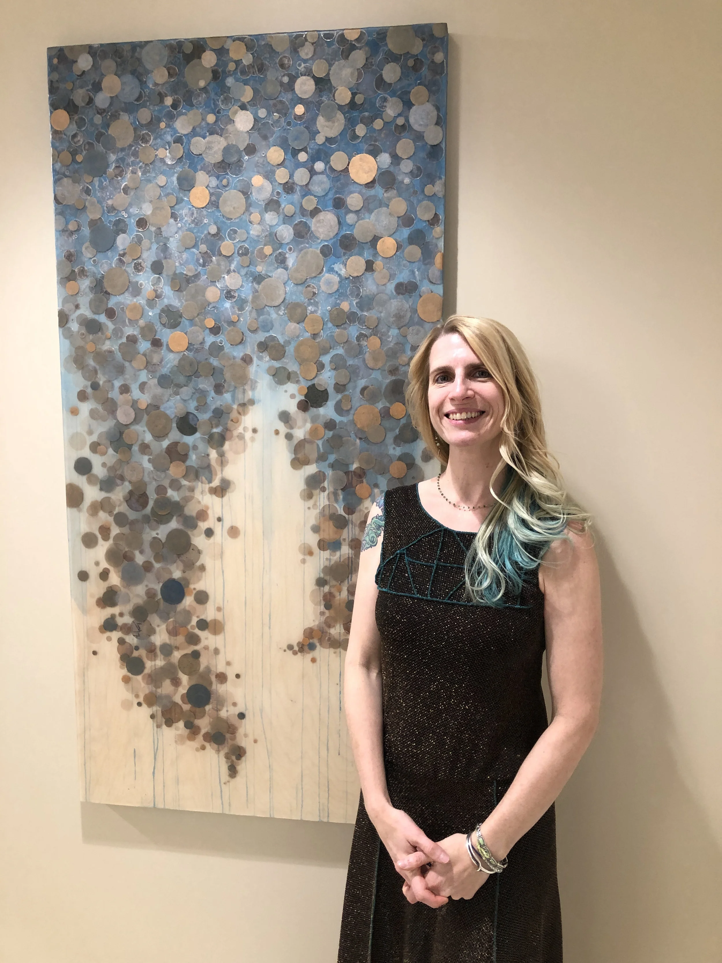 Discoidal (Ray of Light) • Diptych 30” x 60” each • mica and acrylic on panel • Miami Valley Hospital South, Spine and Joint Center