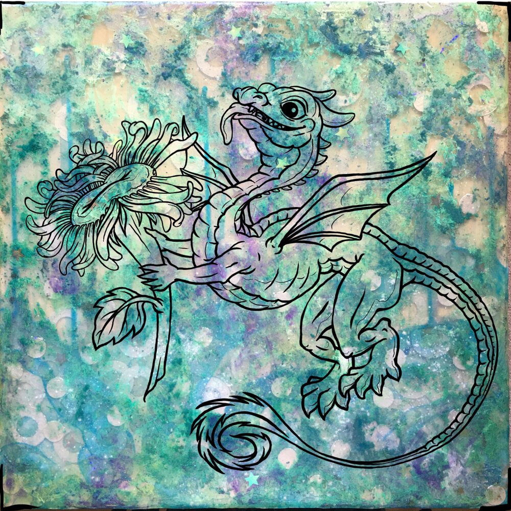 Digital sketch of dragon.