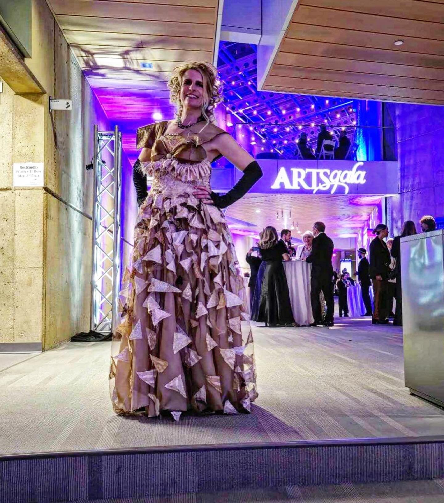 #FashionFriday My gown at this year&rsquo;s ArtsGala at Wright State University! Made from found fabrics and curtain samples.