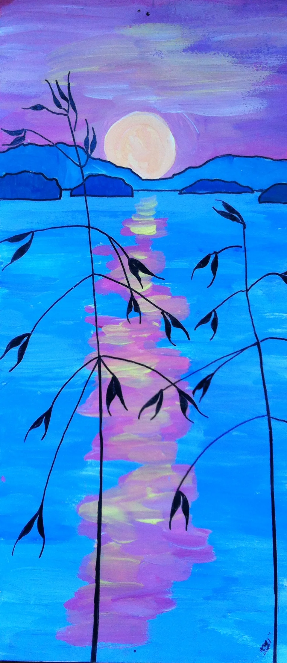 Weedseed Sunset acrylic, pen and ink