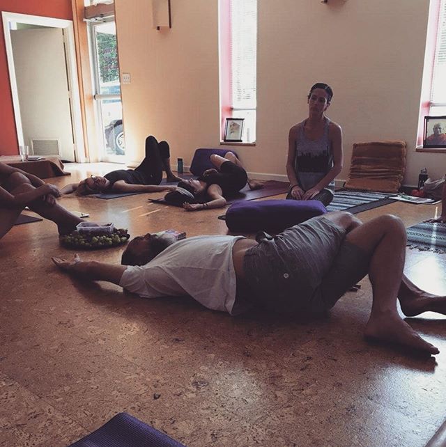 Pics from &quot;Hanna Somatics&quot; last weekend with Akasha Ellis.
.
 Another enriching and engaging specialty weekend towards HereNowYoga's 300 Hour Advanced Yoga Teacher Training.
.
.
 We learned about how slowing way down enables a reprogramming