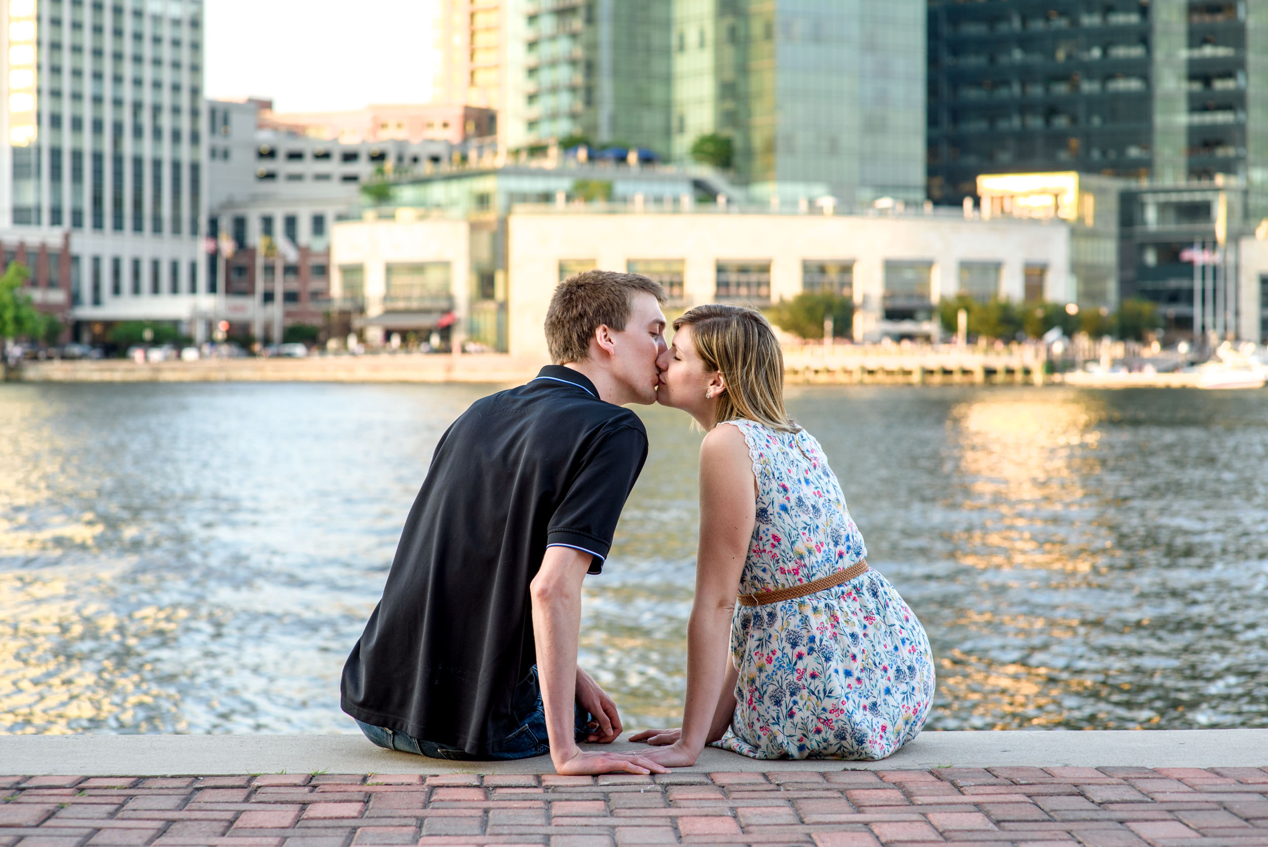 Inner Harbor Baltimore waterfront engagement session 