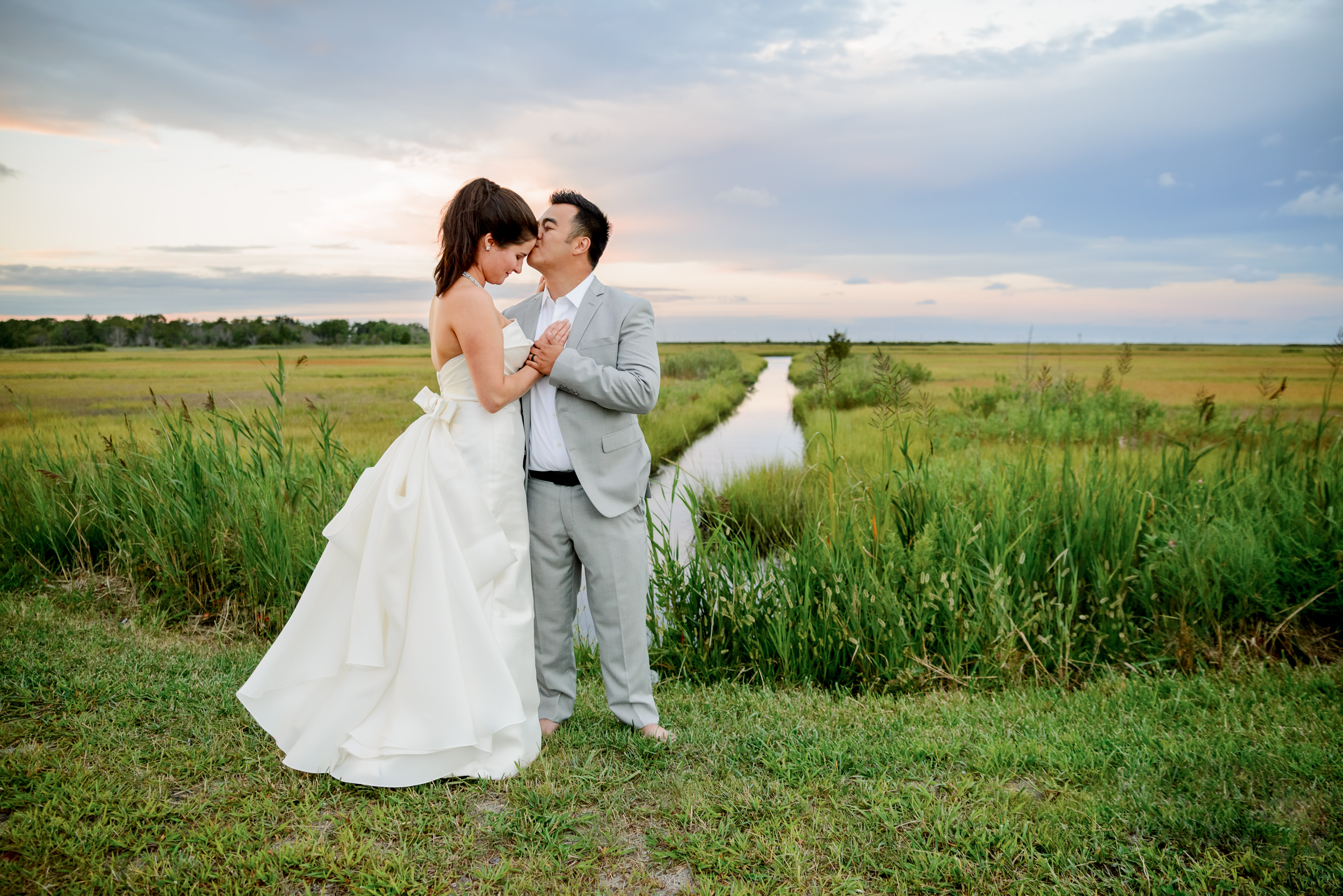 Wedding photos by the bay in Cape May, New Jersey