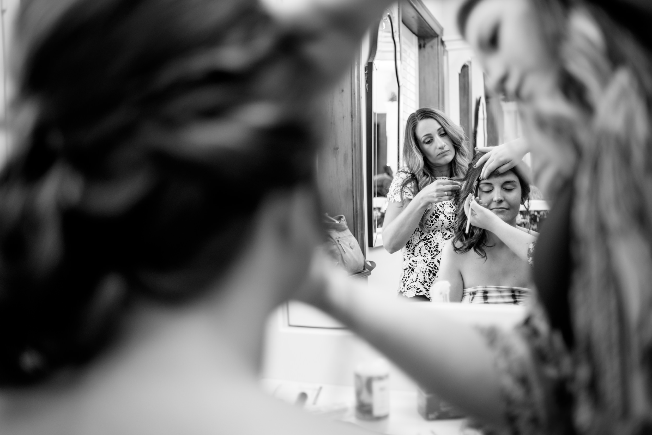 Bride getting ready for her wedding at Ironstone Ranch